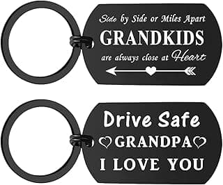 ENGZHI Grandpa Birthday Gifts Grandpa Keychain - Drive Safe I Love You Gifts from Grandkids - Grandfather Fathers Day Christmas Keepsake
