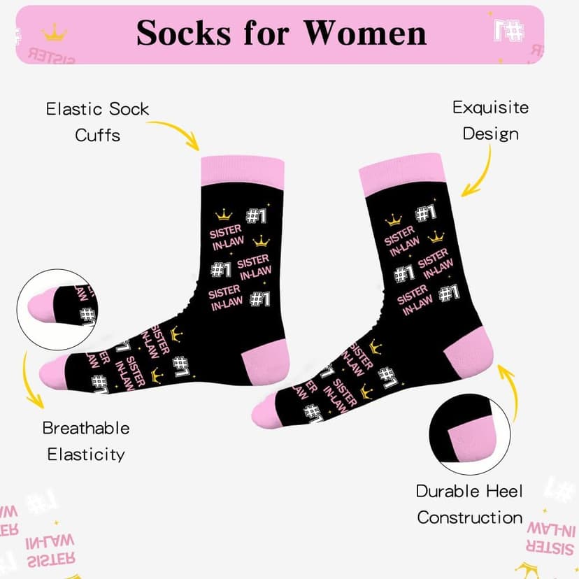 Gifts for Sister-in-Law - Christmas Birthday Mother's Galentines Valentines Day Graduation Mothers Day Sister in Law Gifts,Best Sister-in-Law Gift,Stocking Stuffer,Sister in Law Socks