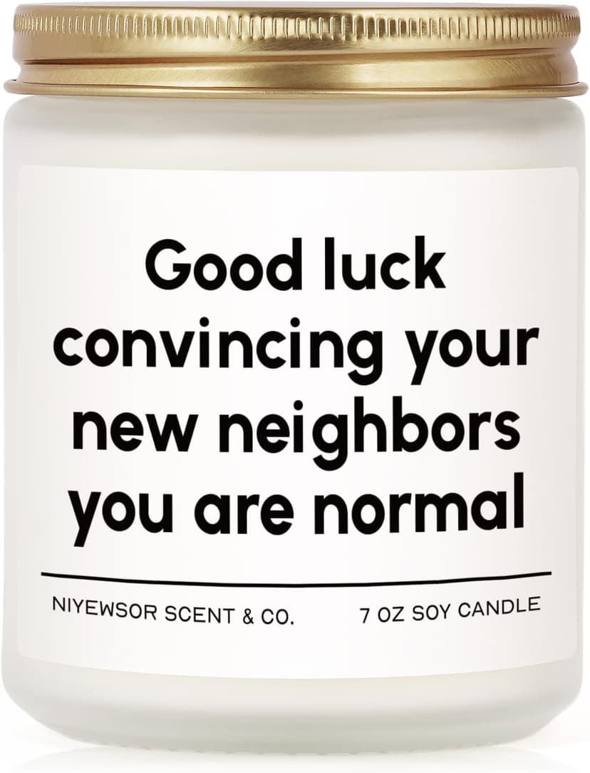 Niyewsor House Warming Gifts, New House/Home Candle, Funny Housewarming Gift for Friends, New Homeowner Gifts, First Apartment Essentials, Moving Away Gift, Handmade, 7oz