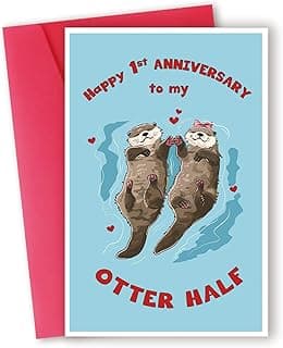 Happy 1st Anniversary Card Gift for Husband,Wife,First Anniversary Card for Boyfriend or Girlfriend,Romantic One Year Wedding Anniversary Card for Women Men Him Her