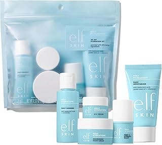 e.l.f. SKIN Holy Hydration! Jet Set Hydration Kit, Travel Friendly Hydrating Skincare Set, Face Cleanser, Balm, Moisturizer, Eye Cream & Night Cream, Vegan & Cruelty-Free