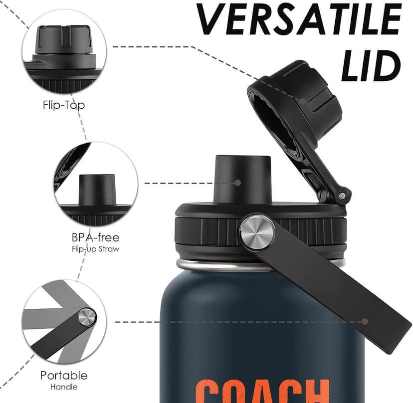 Coach Gifts - 32 Oz Coach Nutriton Facts Water Bottle, The Man The Myth The Legend - Christmas Birthday Cheer Coachs Gifts, Soccer Softball Basketball Swim Coachs Appreciation Gift for Him