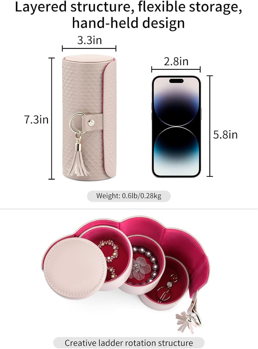 Vlando Viaggio Small Jewelry Case Box, Travel Essential Accessories for Women, Gifts for Travelers Couples Mom Friends, Bridesmaid