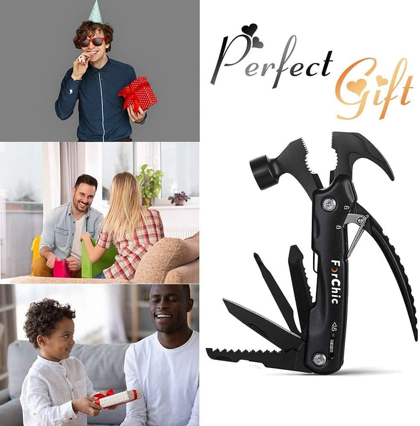 12 in 1 Hammer Multitool, Stocking Stuffers for Adults, Mens Gifts for Christmas, White Elephant Gifts for Adults, Christmas Gifts for Men, Dad, Him, Grandpa, Husband, Boyfriend