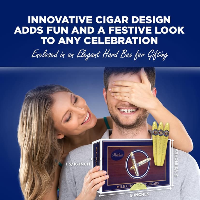 Madelaine Solid Premium Milk Chocolate Cigar Gift Box - Made with Fresh Milk, Cocoa Bean & Swiss-Formulated Chocolate - Ideal for Father's Day - 24 Count Individually Wrapped in an Elegant Hard Box