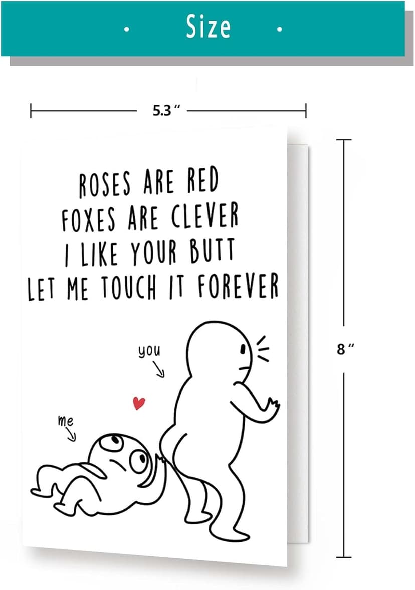 Huameigf Romantic Valentines Day Card for Wife Husband, Naughty Valentine's Day Gifts Ideas for BF GF, Cute Anniversary Birthday Card for Women Men, Rude Touch Your Butt Card