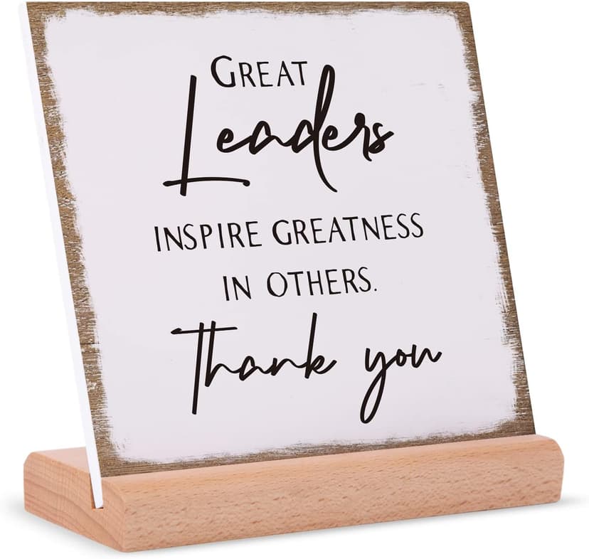 Afterprints Boss Gifts for Men Women, Thank You Acrylic Plaque, Appreciation Gifts for Boss Great Leaders Supervisor on Christmas, Retirement, Leaving, Leaders Signs with Wooden Stand