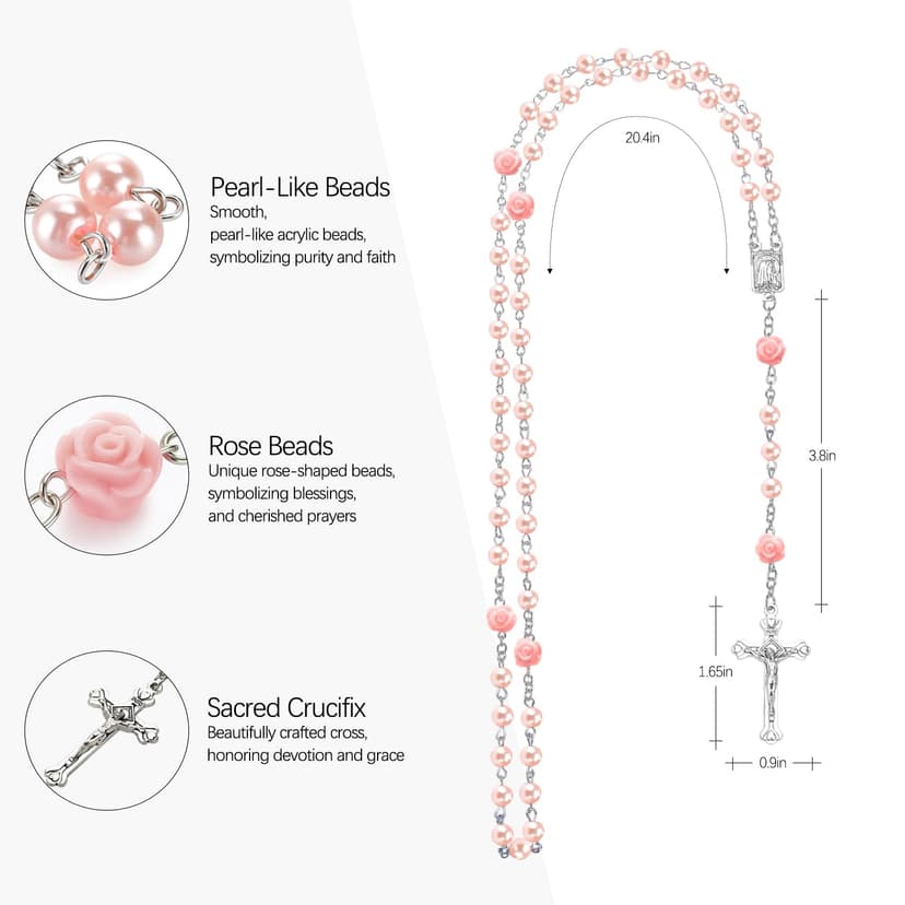 Baptism Gifts for Girl - My First Rosary with Silver-Plated Keepsake Box, Catholic Christening Gift Set, Pink Rosary for Kids, Baptism, First Communion & Baby Dedication Gifts for Girls from Godparent