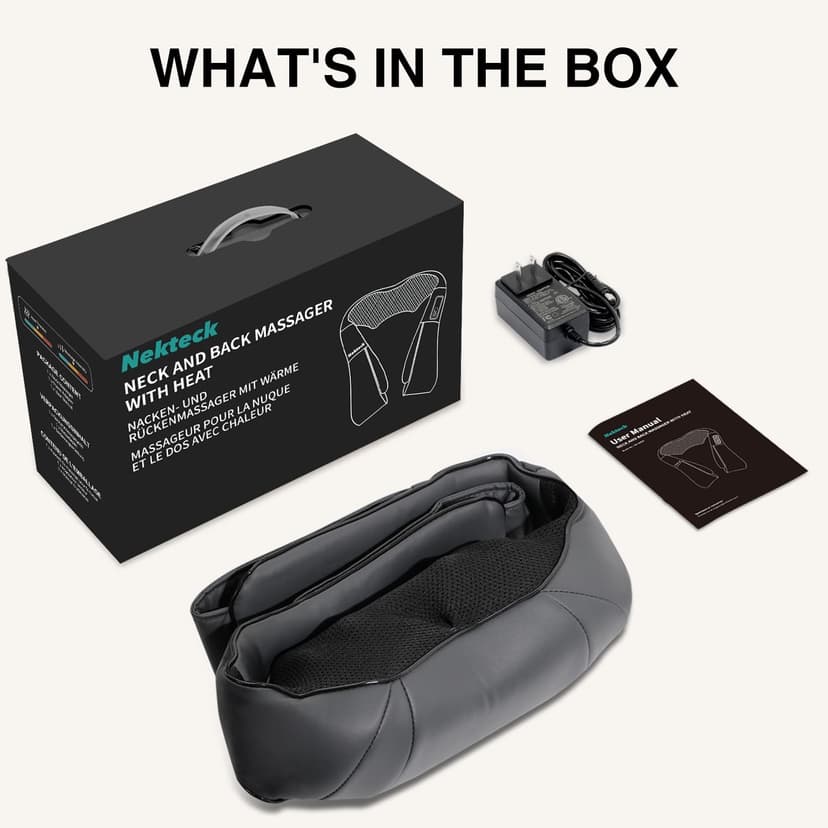 Nekteck Shiatsu Neck and Back Massager with Soothing Heat, Shoulder Massager for Pain Relief Deep Tissue, Electric 3D Kneading Massage Tools for Leg Body Muscle, Corded Power, Gifts for Him Her