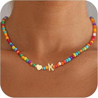 Colorful Initial Necklaces for Girls Kids - Colorful Heart Bubble Initial Letter Necklace Teen Girls Gifts Trendy Stuff Birthday Gifts for 5 6 7 8 9 19 Year Old Girl Gifts
