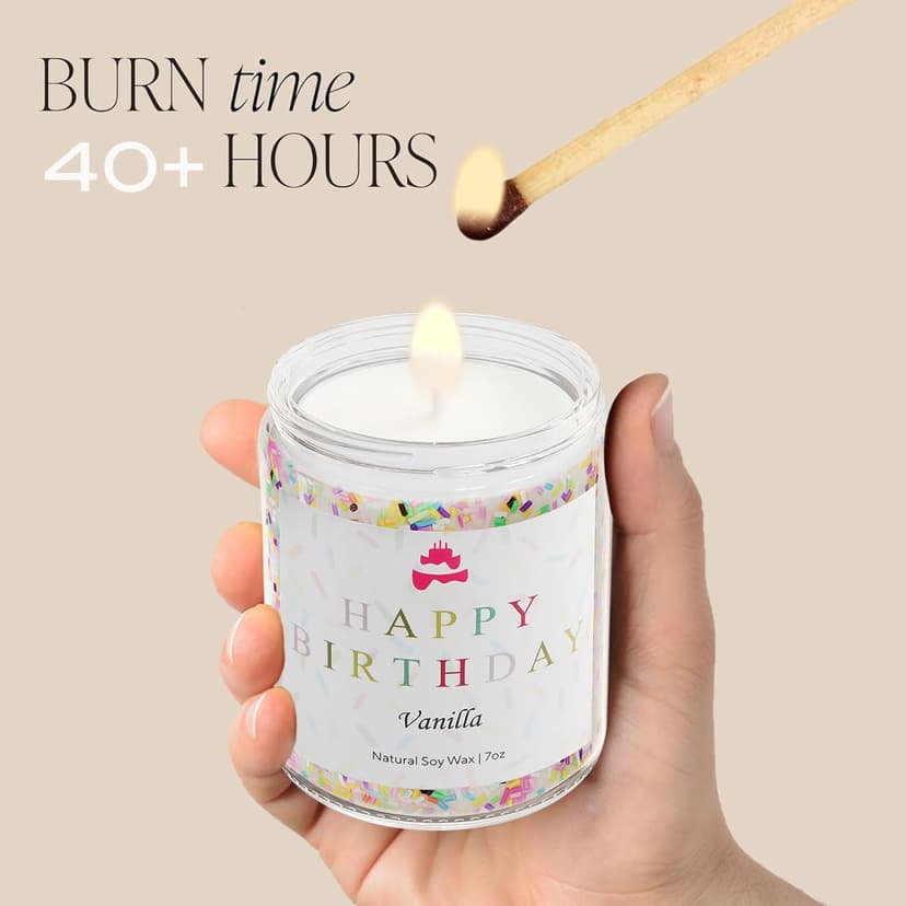 Lihome Happy Birthday Candle - Birthday Gifts for Women, Men, Mom, Dad, Sister, Teacher, Friends - Best Gifts for Her Ideas, Natural Soy Wax Vanilla Scented Candles