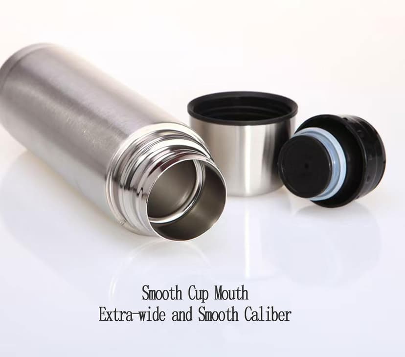 Stainless Steel Thermal Bottle with Cup Vacuum Insulated Bottle for Hot and Cold Drinks Coffee Cup Travel Mug Vacuum Flask for Tea 17Oz/500Ml(Silver)