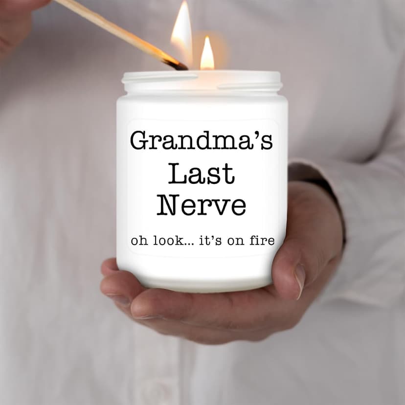 Homsolver Gifts for Grandma from Granddaughter Grandson, Christmas, Birthday, Mother and Grandparents Day, Lavender Scented Candles, Grandma’s Last Nerve