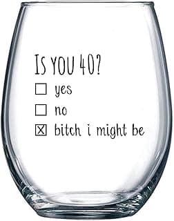 40th Birthday Gifts for Women and Men Wine Glass - Funny Is You 40 Gift Idea for Mom Dad Husband Wife – 40 Year Old Party Supplies Decorations for Him, Her - 15oz