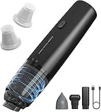Handheld Vacuum Cordless, Car Vacuum Cleaner Portable with HEPA Filter, 2 Suction Modes, Mini Hand Held Vacuum Rechargeable for Car, Home, Pet Hair, Office, Desk, Keyboards (Black)