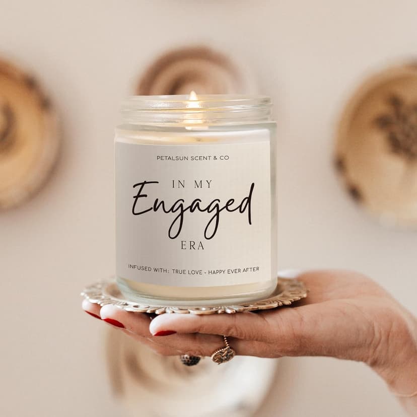 Engagement Gifts for Couples – Lavender Scented Candle for Relaxation & Stress Relief (7oz) – Just Engaged Gifts for Her, Bride to Be, Fiance, Engagement Party Decorations, Handmade