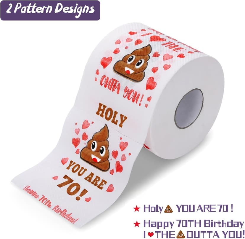 70th Birthday Gifts for Women, Men, Her, Him - Happy Prank Toilet Paper - 70th Birthday Decorations, Party Supplies Favors - 70 Years Old Funny Gag Gift Ideas, Novelty Bday Present for Friends, Family