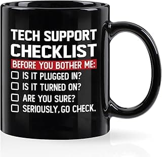 YHRJWN Tech Support Gifts Checklist Mug, Christmas Gifts for IT Tech Guys, Technicians, Programmers, Funny Gift for IT Lovers, Engineers - Computer Geek Novelty Cup Coffee Mug 11 Oz