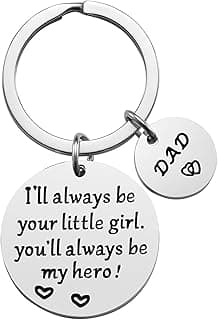 Father’s Day Gift - Dad Gifts from Daughter for Birthday Christmas Valentine’s Day, I'll Always Be Your Little Girl, You Will Always Be My Hero Daddy Keychain, Father Daughter Keyring