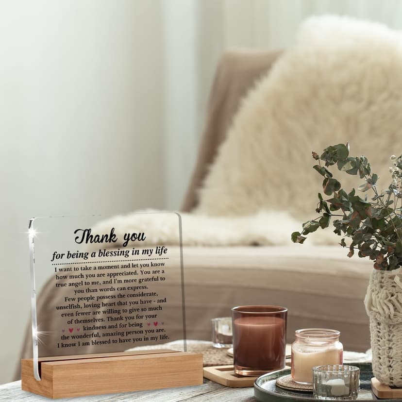 Thank You Gifts for Women Men Friends Besties, Special Appreciation Gifts, Thank You for Being A Blessing in My Life Home Office Decorative Signs Plaque for Desk