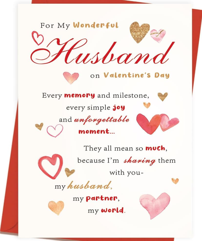 OJsensai Valentine’s Day Card for Wondful Husband, Valentines Decorations Gifts Ideas from Wife