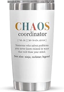 TEEZWONDER Thank You Gifts for Women - Chaos Coordinator 20 oz Stainless Steel Insulated Tumbler with Lid - Employee Appreciation Christmas Birthday Gifts for Women Coworkers Boss Teacher Nurse Friend