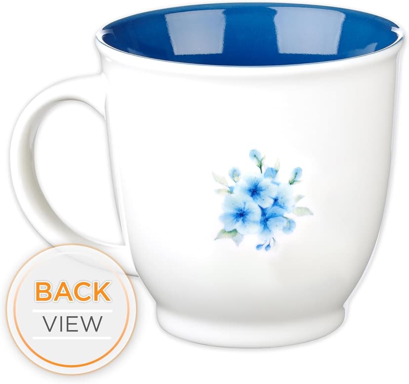Christian Art Gifts Blue Floral Ceramic Coffee Mug – 14 oz. Microwave and Dishwasher-safe Inspirational Scripture Coffee and Tea Mug for Friends with Bible Verse: A Sweet Friendship – Proverbs 27:9