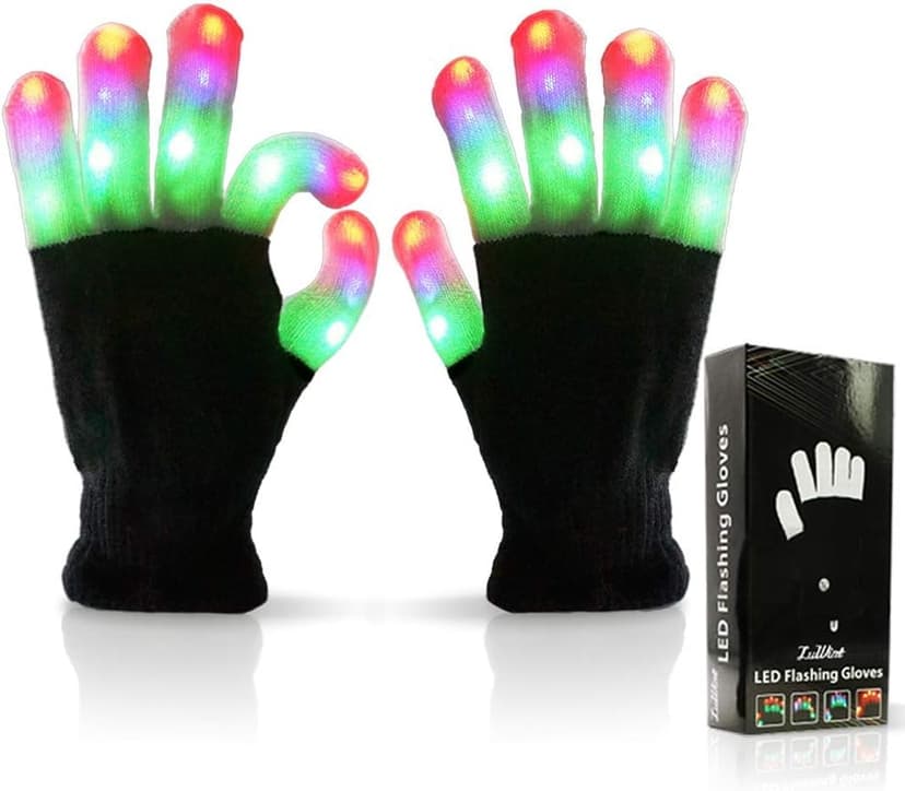 Luwint LED Light Up Rave Gloves for Adults & Teens, Flashing Party Accessories Gift Ideas​ for Halloween Christmas Dance
