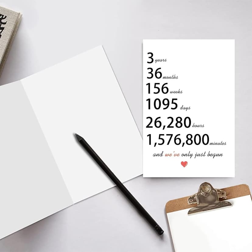Lovely 3rd Anniversary Card Gifts for Husband Wife, Happy 3 Year Gifts for Anniversary for Boyfriends Girlfriends, Surprise 3 Years Marriage Gift for Couple, Sweet 3 Wedding Years Anniversary Card for