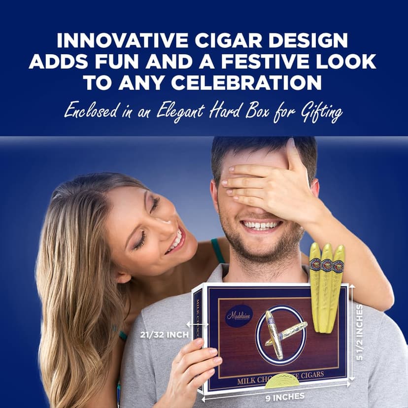 Madelaine Chocolate Candy Cigarettes Gift Box for Birthday Party or Celebration - 12 Chocolate Cigars Father's Day Gift - Individually Wrapped in an Elegant Box