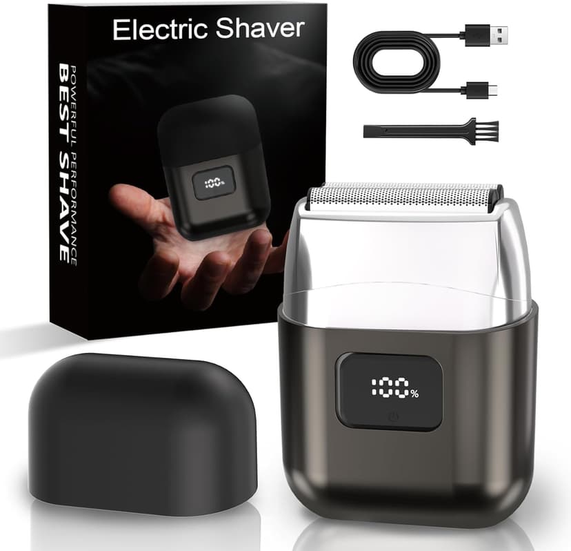 Electric Foil Shavers for Men: Mini Electric Razor with 3 Floating Blades, LED Display, Dual Speed - IPX7 Waterproof Wet/Dry Cordless Razor, USB Fast Charging, Travel Lock