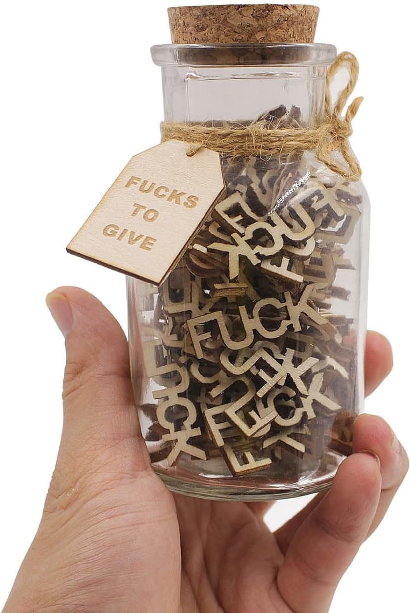 fuc k jar（5oz）Gift Jar,Fuc ks to Give,Fuc k Wooden Cutout Letter Piece Bad Mood Vent Spoof Birthday Day,Holiday, Thanksgiving Christmas Gifts to Friend,gag Funny Gift