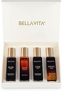 Bella Vita Luxury Long Lasting Perfume Gift Set for Man | 4x20ml | Gifts for Men | Woody, Citrusy, Oud, Premium Fragrance Scent | KLUB, OUD, CEO, G.O.A.T