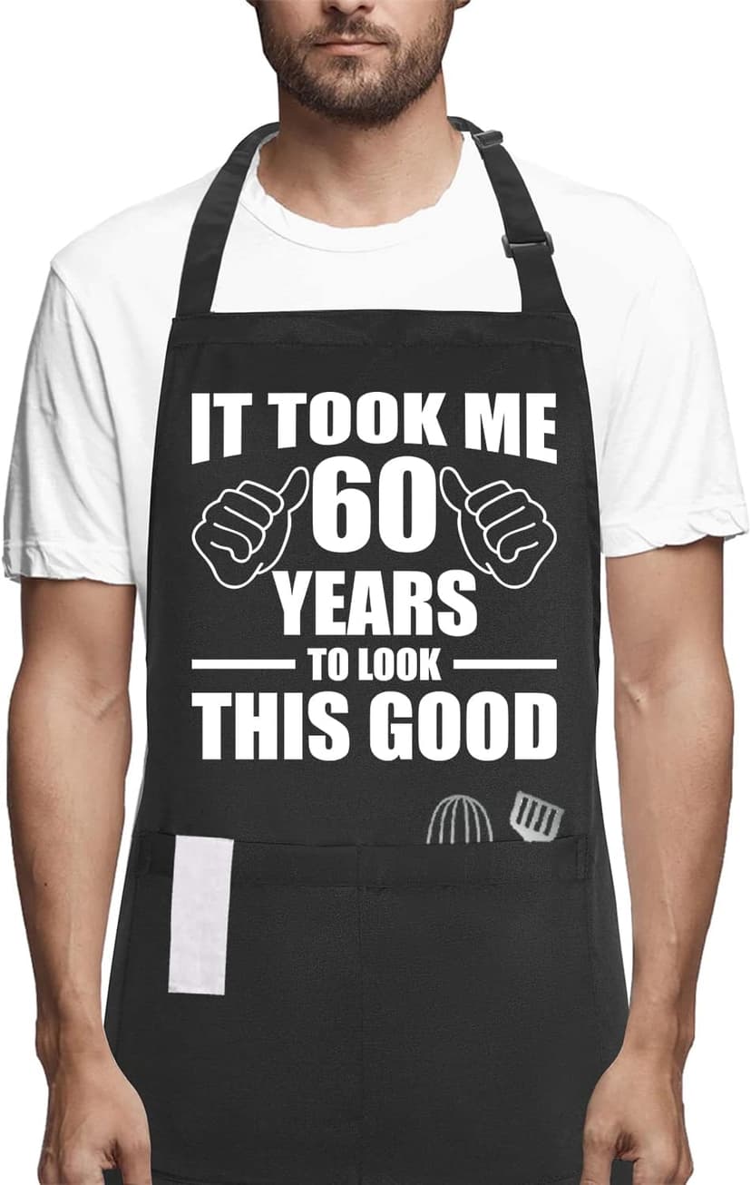 60th birthday gifts for women Men, Funny Chef Aprons with Pockets for 60 year old birthday gift