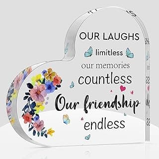 Best Friend Birthday Gifts for Women, Christmas Friendship Gifts for Women, BFF Sister Coworker Bestie Christmas Gift for Woman, Cute Heart Acrylic Plaque Paperweight Keepsake Decor