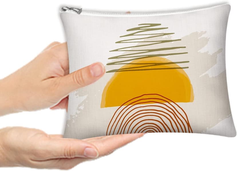 9Pcs Boho Cosmetic Bags Rainbow Retro Makeup Bag Sunshine Canvas Makeup Pouch for Purse Boho Nature Cosmetic Pouch Mid Centry Decor Travel Accessory Pouch