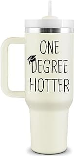 Graduation Gifts for Her, Him - 40 oz Insulated Tumbler - 2025 Funny College, Masters Degree, Phd Graduation Gifts for Women Men - One Degree Hotter - Stainless Steel Travel Cup with Lid & Straw 40 oz