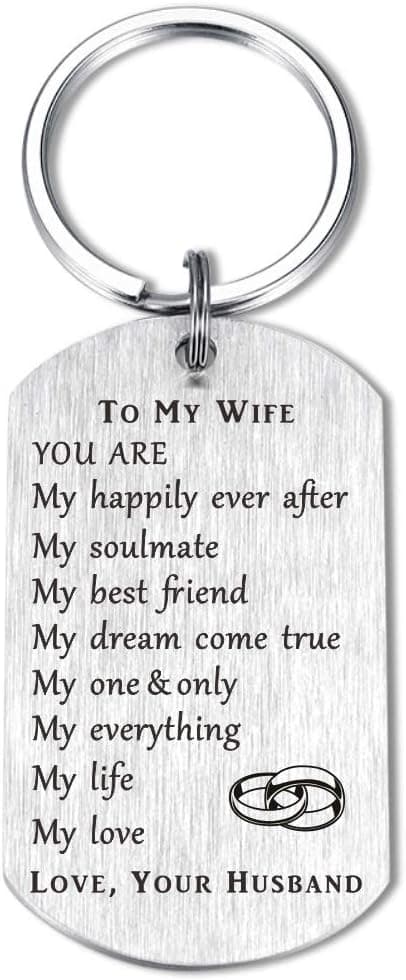 CPLJW Wife Birthday Gifts from Husband, Romantic Gift for Her Women, Best Anniversary for Wife Gifts, Mothers Day Meaningful Keychain Gift for Wifey