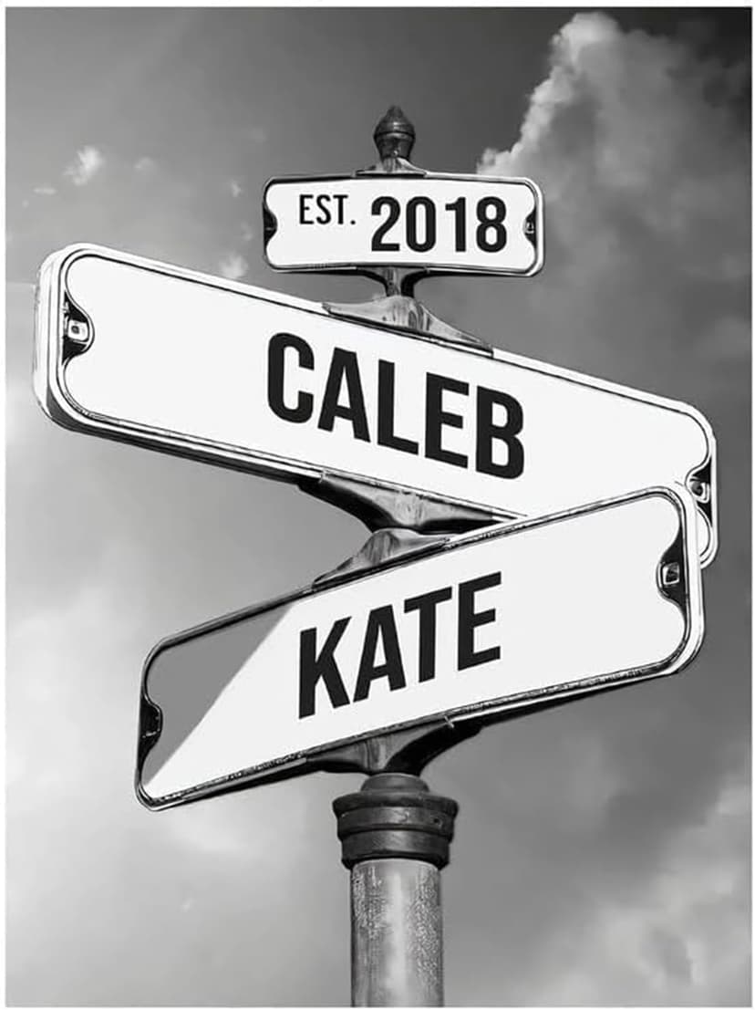 Personalized Crossroads Street Sign For Couples, Custom Name And Date Vintage Street Sign Canvas Print, Christmas Gifts for her/him, Valentines Day Gift for Girlfriend/Boyfriend