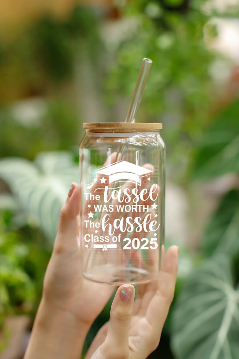 NewEleven Class Of 2025 Graduation Gifts For Her, Friends - Funny Master Degree, College Graduation Gifts From Friends And Family - 16 Oz Coffee Glass