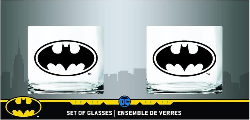 Batman Whiskey Glasses - 10 oz. Capacity - Classic Design - Heavy Base