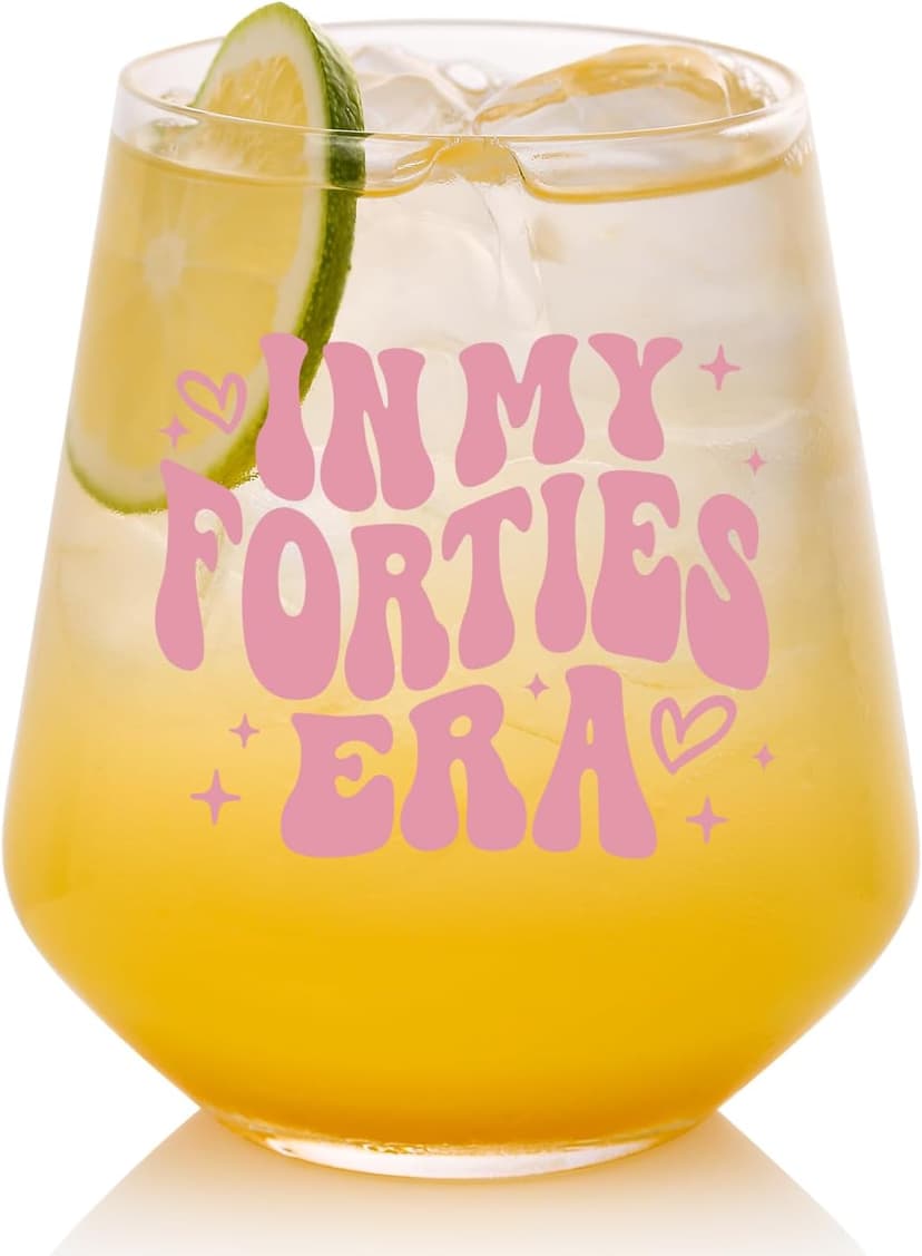 40th Birthday Gifts For Her - In My 40s Era Wine Glass, Best 40th Birthday Gifts For Women, 40 Years Old Gifts For Sister, Son, Daughter, Mom, Best Friend, Birthday Glass For Decorations, 18oz