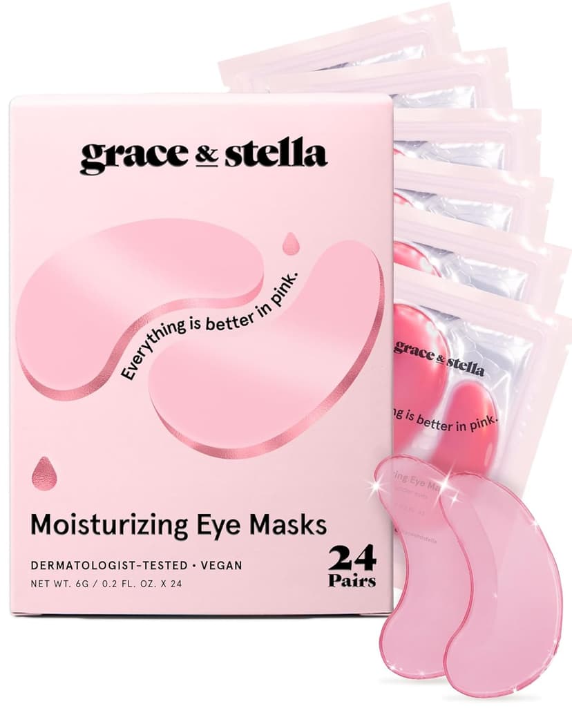 grace & stella Award Winning Under Eye Mask - Christmas Gifts for Teens, Self Care Gifts for Women, Reduce Dark Circles, Puffy Eyes, Undereye Bags, Wrinkles, Under Eye Patches - Vegan (24 Pairs, Pink)