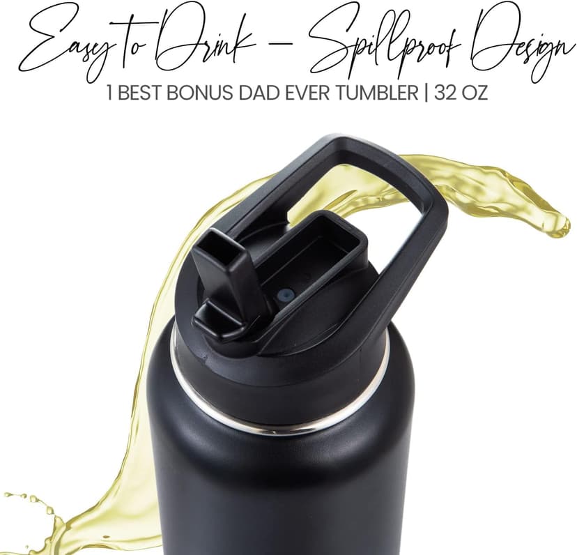 Best Bonus Dad Gifts From Daughter and Son, Tumbler 32 Oz Stainless Steel Insulated Water Bottle, Step Dad Gifts For Fathers Day and Birthday, Coffee Cup with Lid and Straw, Christmas Gift For Stepdad