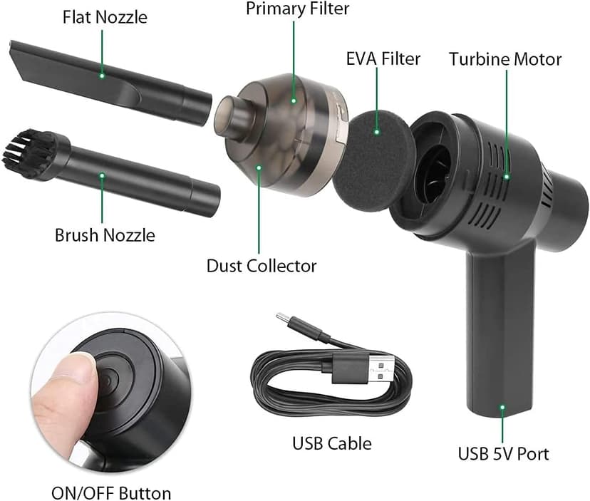 New Cordless Mini Computer Vacuum, Portable Vacuum Cleaner Keyboard Cleaner Kit - Cleaning Dust, Hairs, Crumbs, Scraps, Ash for Laptop, Keyboard, Computer,Car, Pet House, Sewing Machine