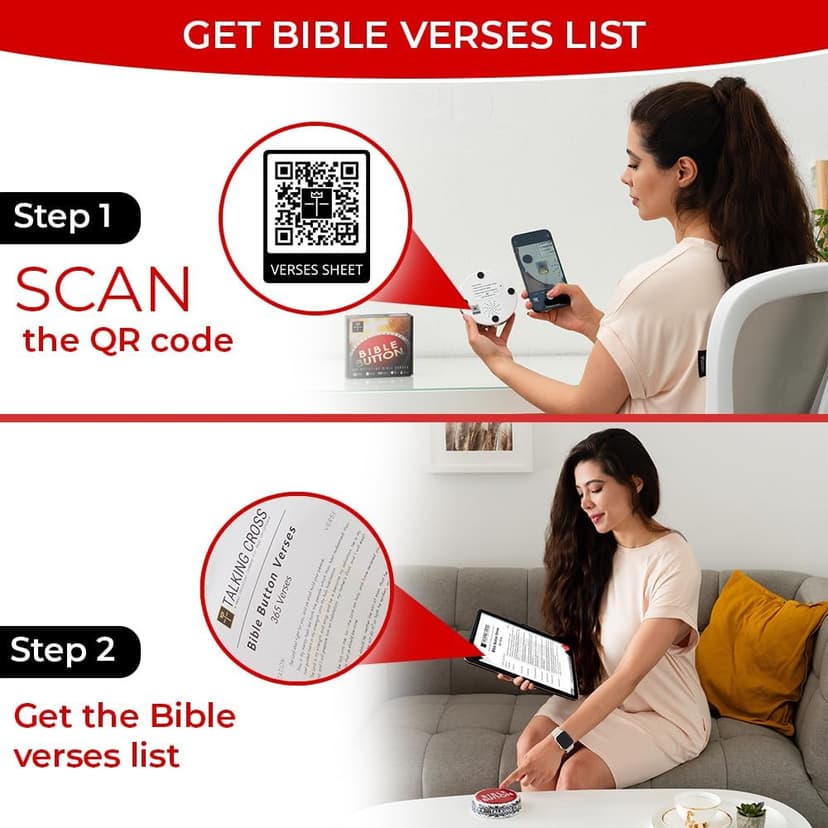 Bible Button | 365 Uplifting KJV Verses | Faith Based Gifts - Christian Gifts for Men - Bible Gifts for Woman - Bible Verse Gift