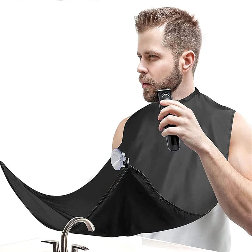 Beard Bib Beard Apron Gifts for Men Dad Fathers Day Anniversary Valentines Day Stocking Stuffers Christmas Gifts for Him Boyfriend Husband From Daughter Son Beard Trimming Catcher Bib Black