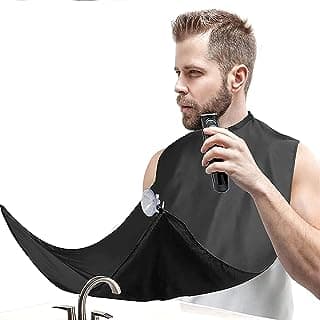 Beard Bib Beard Apron Gifts for Men Dad Fathers Day Anniversary Valentines Day Stocking Stuffers Christmas Gifts for Him Boyfriend Husband From Daughter Son Beard Trimming Catcher Bib Black