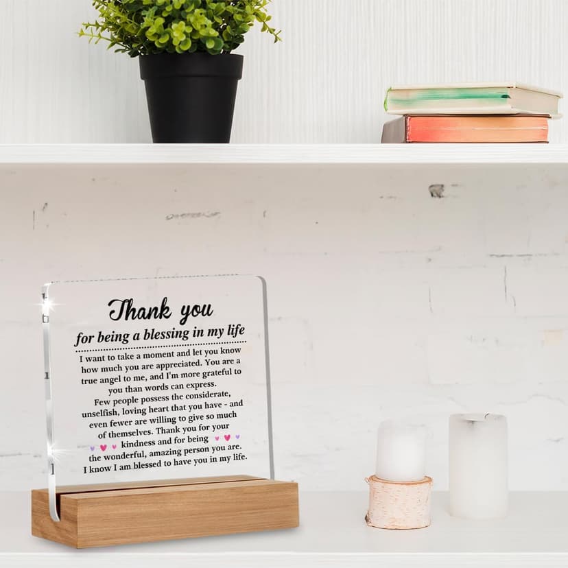 Thank You Gifts for Women Men Friends Besties, Special Appreciation Gifts, Thank You for Being A Blessing in My Life Home Office Decorative Signs Plaque for Desk