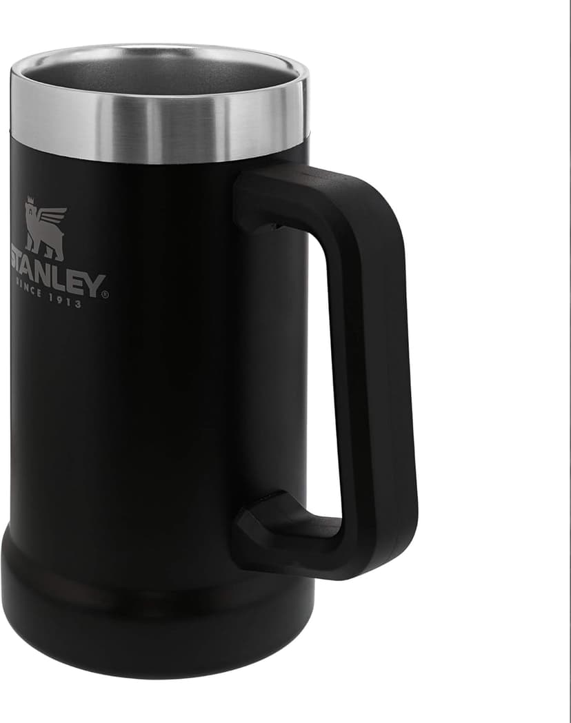 Stanley Stay-Chill Beer Stein 24 oz | Heavy Duty Big Grip Handle | Beer Tumbler Drink Cup, Holds 2 Cans | Insulated Stainless Steel Party Mug | BPA-Free | Matte Black